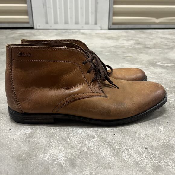 MEN\'S CLARKS 1825 Brown Leather Ankle Chukka Boots Men’s Size 11.5 M READ main image 6